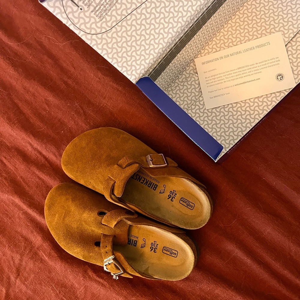 Birkenstock Boston, BNWT, size 36, suede leather mink
